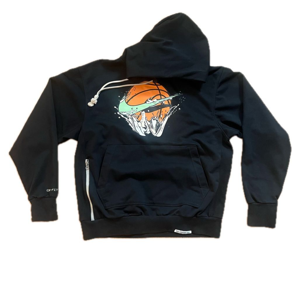 Nike Dri-FIT Standard Issue Pullover Basketball Hoodie Black Lime Blast Medium